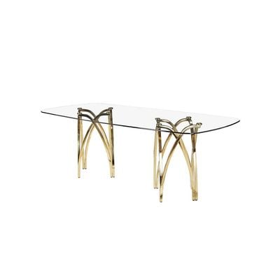 Aubrey 1 + 8 Tempered Glass Dining Set - Clear  / Gold